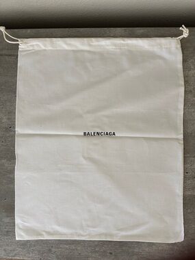 Authentic New Balenciaga Cream Cotton Drawstring Dust Bag Black Logo